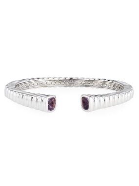 JOHN HARDY Batu Bedeg Square Amethyst Kick Cuff Bracelet in Sterling Silver 7mm